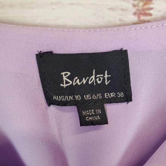 Bardot Satin Bea Wrap Ruffle Midi Dress US 6 Lilac Coquette Fairy Whimsy Event - Picture 6 of 16